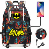 Batman Backpack Batman SchoolBag with USB Charging Port